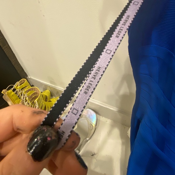 Hervé Léger Blue Vivien Cage Dress $1490 Retail - Picture 3 of 13